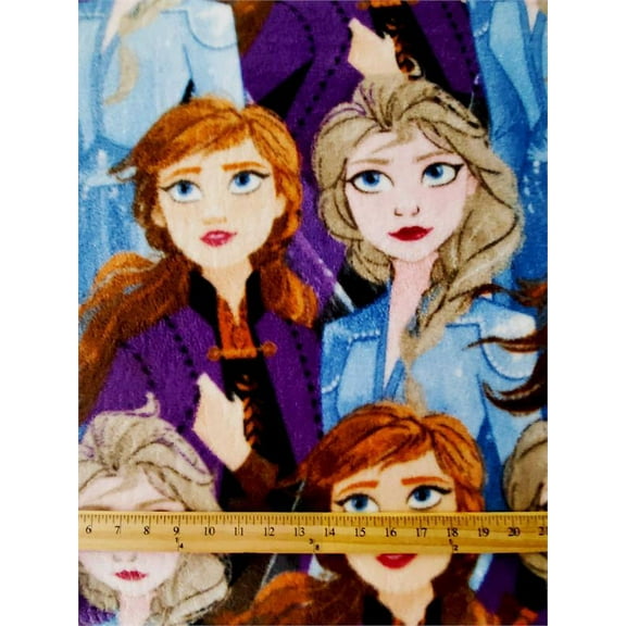 Fleece DISNEY'S FROZEN Printed Fabric - ANNA & ELSA / 58" Wide / Sold by yard