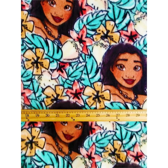 Fleece DISNEY'S MOANA Printed Fabric - TROPICAL / 58" Wide / Sold by the yard