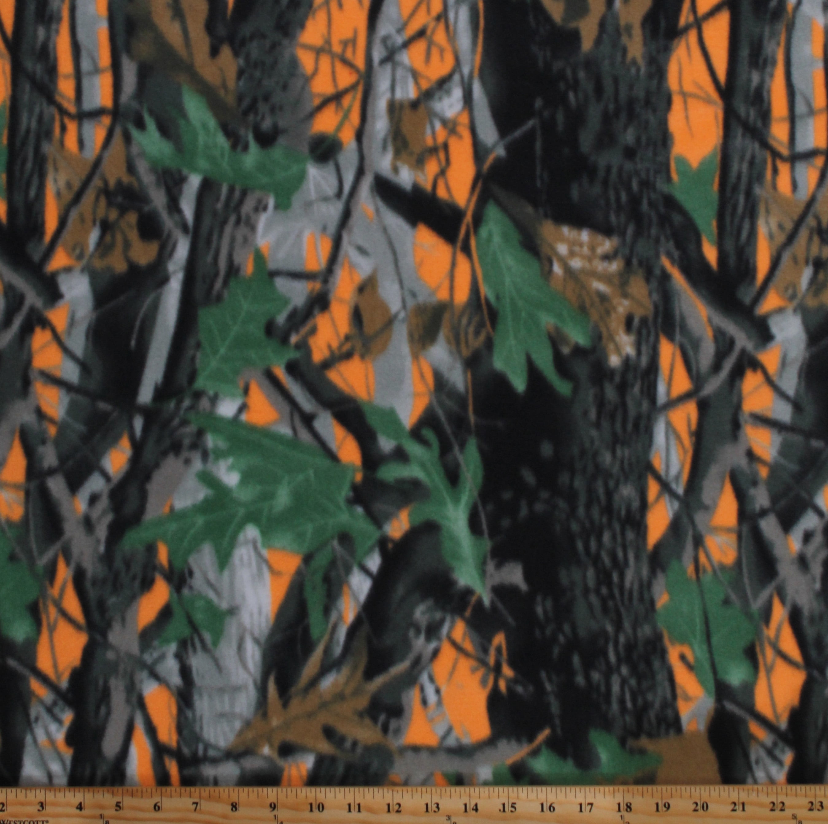 Fleece Deep Woods Camo Orange Camouflage Fleece Fabric Print by the Yard 7968M-11C