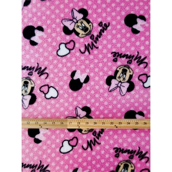 Fleece Disney Fabric Minnie Mouse Print Pink - Minnie's Head /58" Wide/ Sold By The Continuous Yard