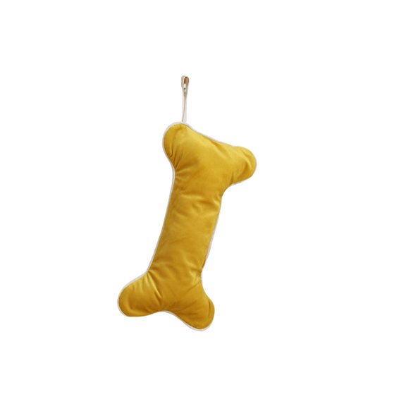 Fleece Dog Bones Christmas Stocking Yellow Hanging Decoration For Window 15.75 In 1 Pack