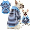 thumbnail image 1 of Fleece Dog Polo Tshirts with Leash Ring Lightweight Stretchy Dogs Clothes Striped Short Sleeves Pet Sweatshirt Soft Dog Shirts for Small Medium Dogs Chihuahua, Dachshund,Bulldog, 1 of 7