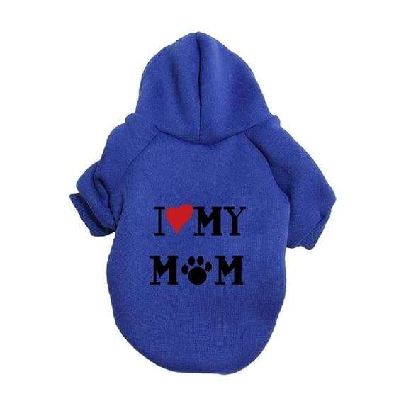 Fleece Dog Sweater - Stylish Hoodie for Pets with Soft Comfortable Fabric, Unique "I Love My Mom" Message, Easy Care for All-Day Wear