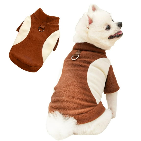 Fleece Dog Sweater for Small Dogs Girl Boy, Soft Warm Turtleneck Dog Sweatshirt, Pet Puppy Cat Winter Clothes Apparel Pullover Jumper - Brown, M