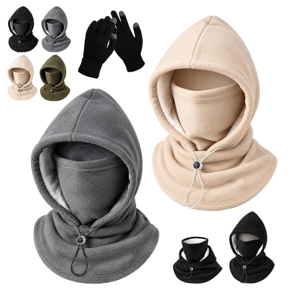 Fleece Double‑Layer Integrated Hat, 3-in-1 Face & Neck Gaiter