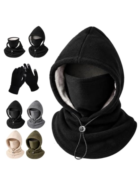 Fleece Double‑Layer Integrated Hat, 3-in-1 Face & Neck Gaiter