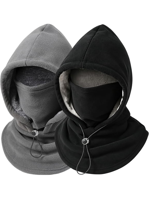 Fleece Double Layer Integrated Hat, One-Piece Flannel Mask Hat | Warm Winter Hat for Men Women, Soft Thick Fleece Cap for Cold Weather, Cozy Outdoor Hat for Hiking, Camping and Daily Wear