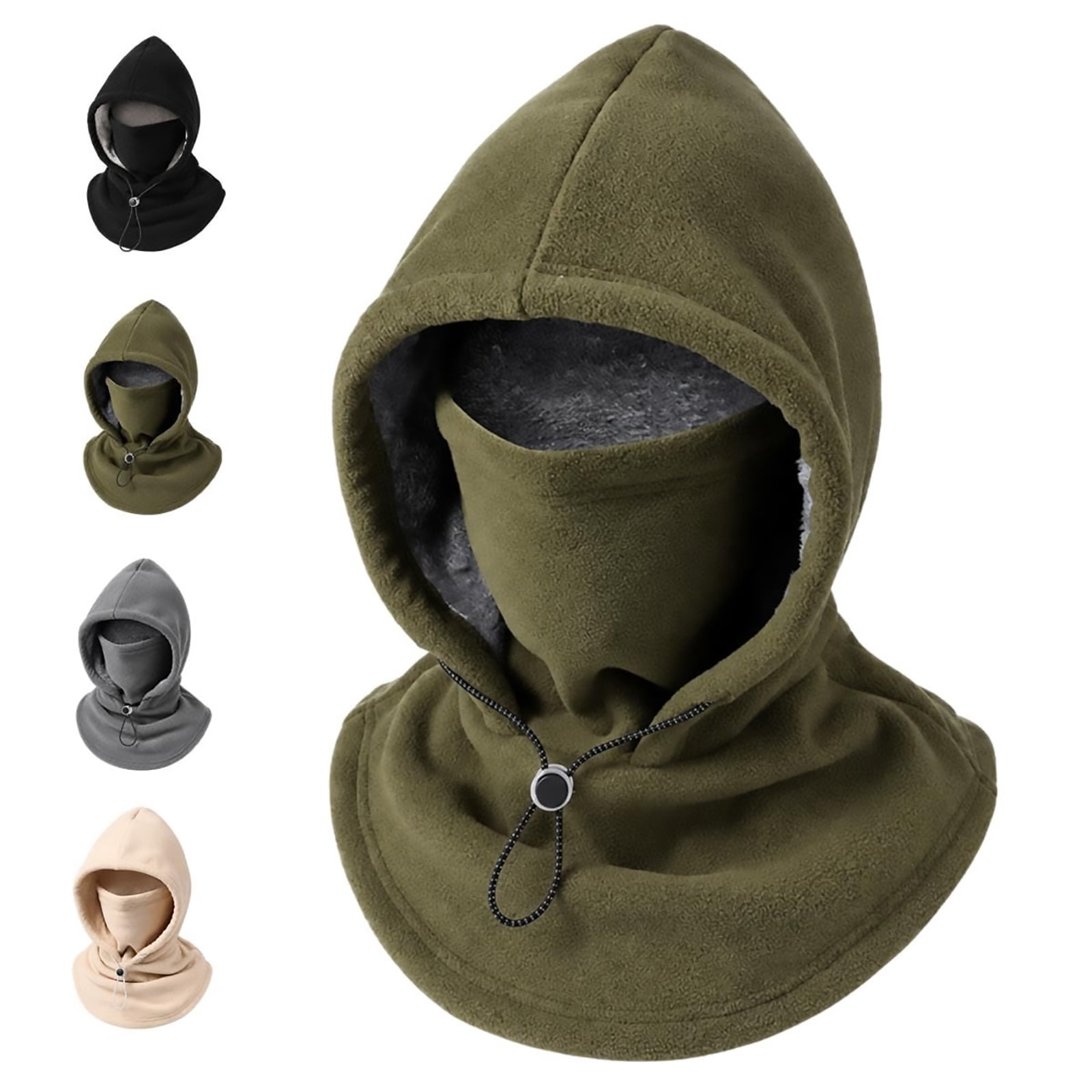 Fleece Double Layer Integrated Hat, One-Piece Winter Face and Neck ...