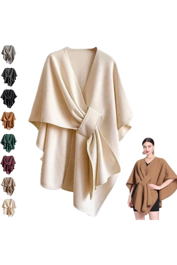 Fleece Drape Shawl, 2026 New Women's Elegant Knitted Shawl Wraps, Soft Open Front Poncho Sweater for Spring Fall Winter