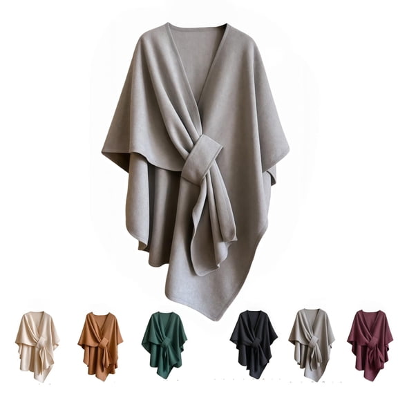 Fleece Drape Shawl Wrap Women, Soft Fleece Company Shawl Wrap with Loop, Fall Winter Elegant Knitted Shawl Wrap-YY