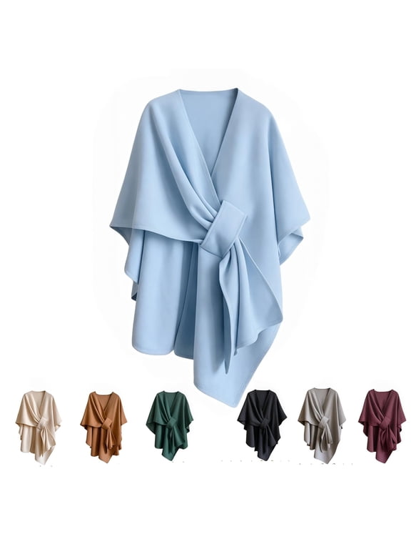 Fleece Drape Shawl Wrap Women, Soft Fleece Company Shawl Wrap with Loop, Fall Winter Elegant Knitted Shawl Wrap-YY