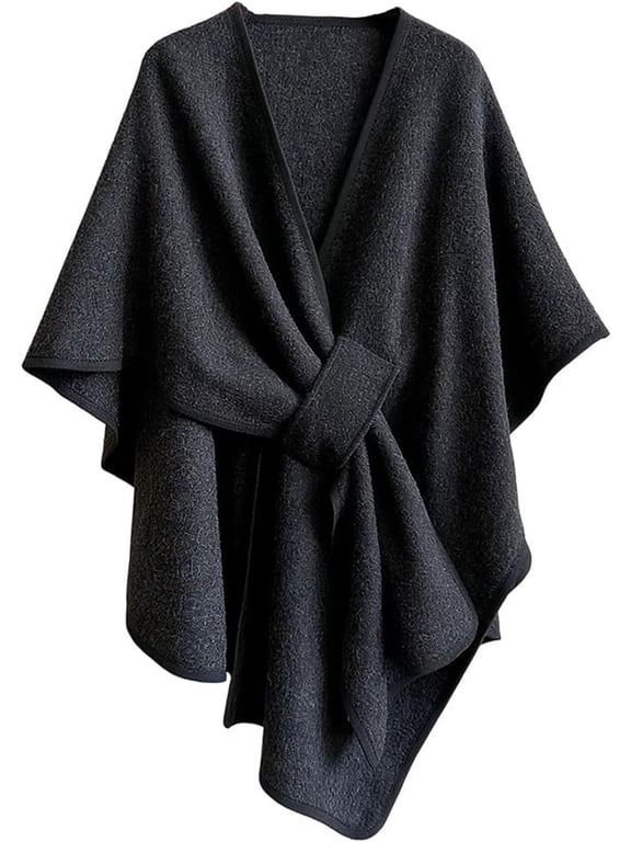 Fleece Drape Shawl Wrap for Women, Soft Warm Poncho Sweater Cape Cardigan, Winter Fall Shawl Wraps for Travel Office Evening, Lightweight Travel Blanket Wrap for Airplane