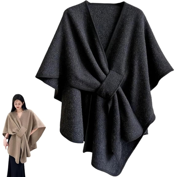 Fleece Drape Shawl, Wraps for Women, Elegant Fleece Poncho for Spring Fall Winter