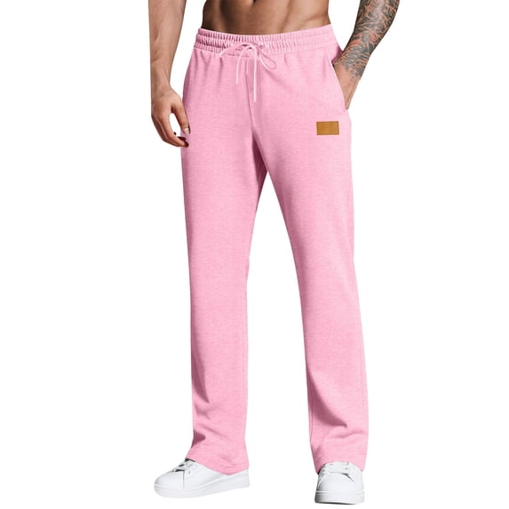 Fleece Elastic Bottom Sweatpants with Pockets, Relaxed Fit, Moisture Wicking, Breathable Pink 2XL