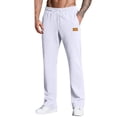 thumbnail image 1 of Fleece Elastic Bottom Sweatpants with Pockets, Relaxed Fit, Moisture Wicking, Breathable White L, 1 of 4