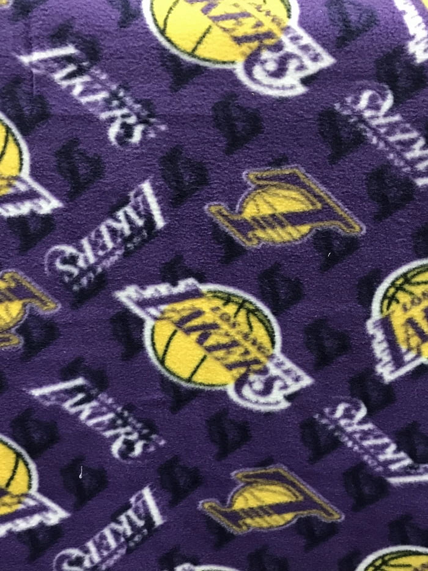 Fleece Fabric " NBA LAKERS ALL AROUND " Sold by the yard / N563