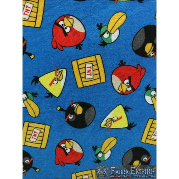 Fleece Fabric Printed ANTI PILL ANGRY BIRDS TNT ALL OVER LICENSED