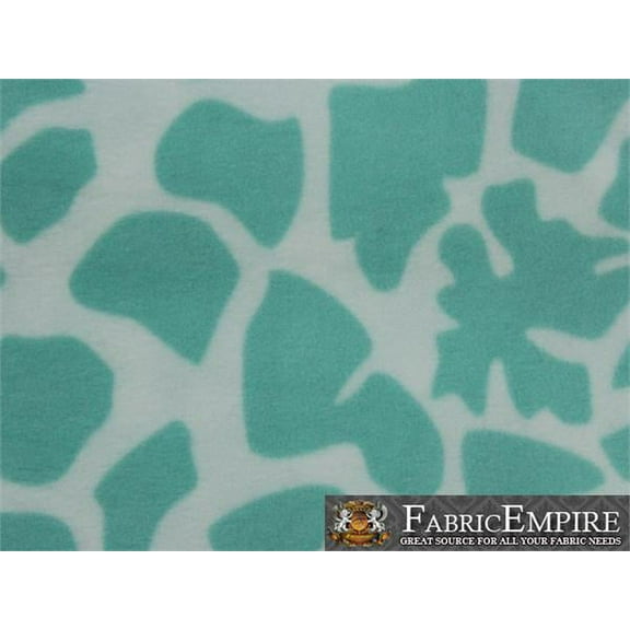 Fleece Fabric Printed ANTI PILL GIRAFFE MINT GREEN WHITE BACKGROUND