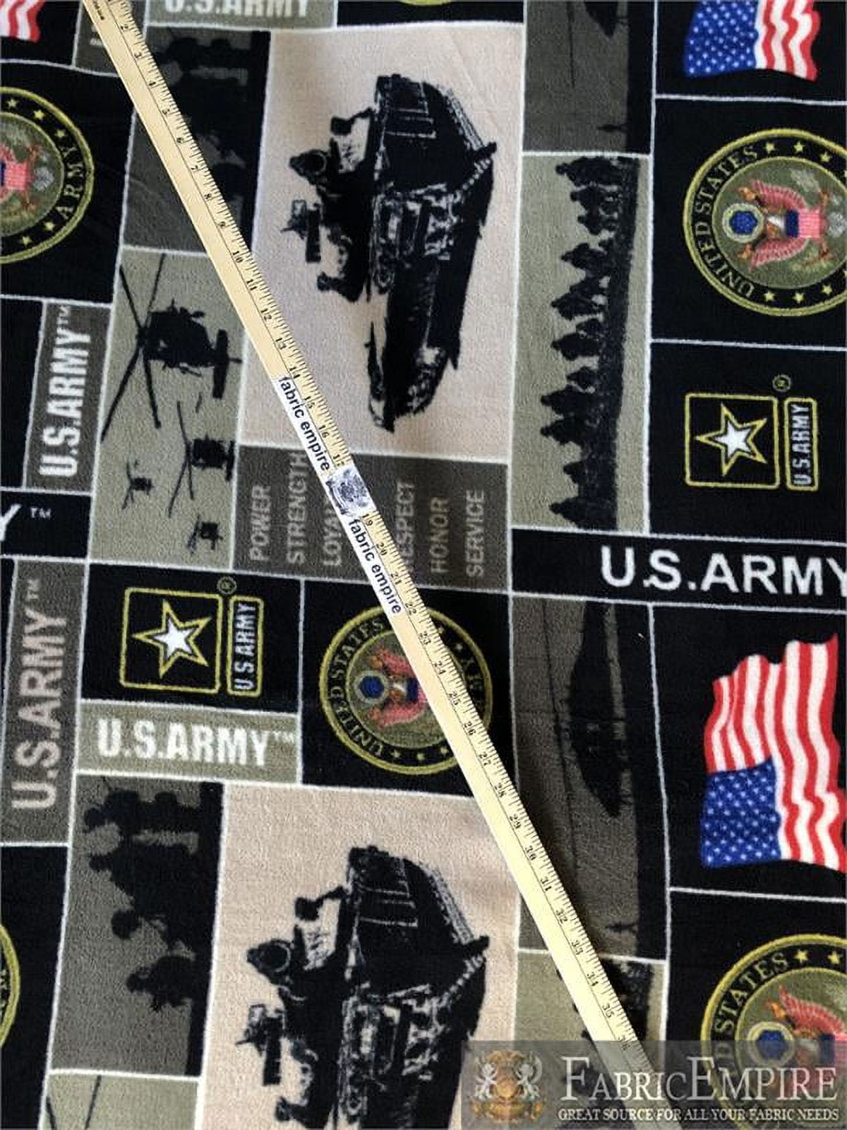 Fleece Fabric Printed ANTI PILL US ARMY LICENSED / 58'' wide / Sold by the yard