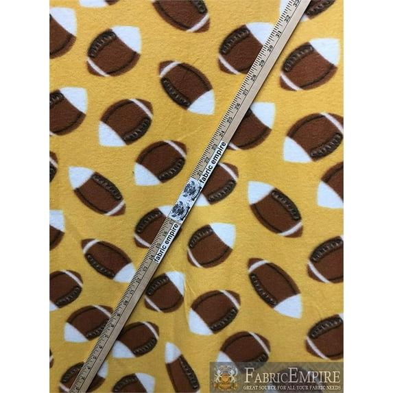 Fleece Fabric Printed *FOOTBALL YELLOW* By the Yard N-260