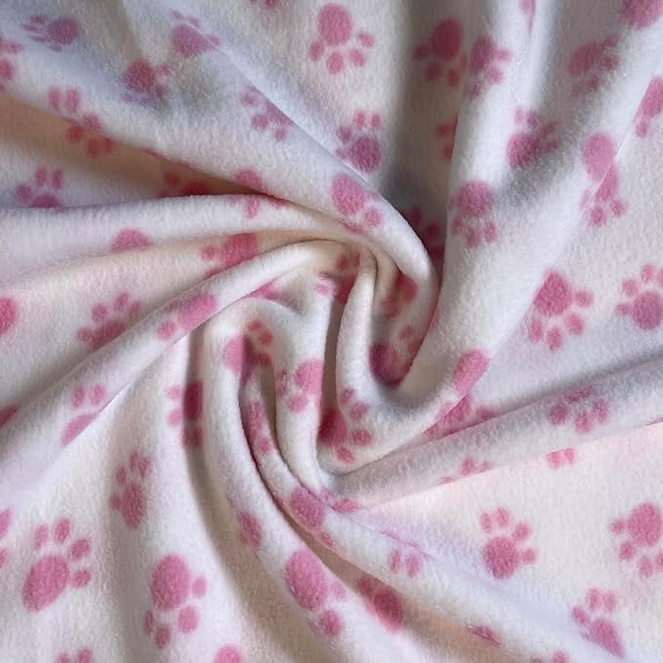 Baby Pink Small Paws Polar Fleece Fabric by the Yard