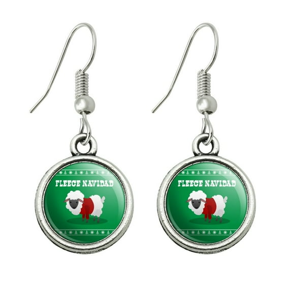 Fleece Feliz Navidad Sheep Christmas Holiday Novelty Dangling Drop Charm Earrings