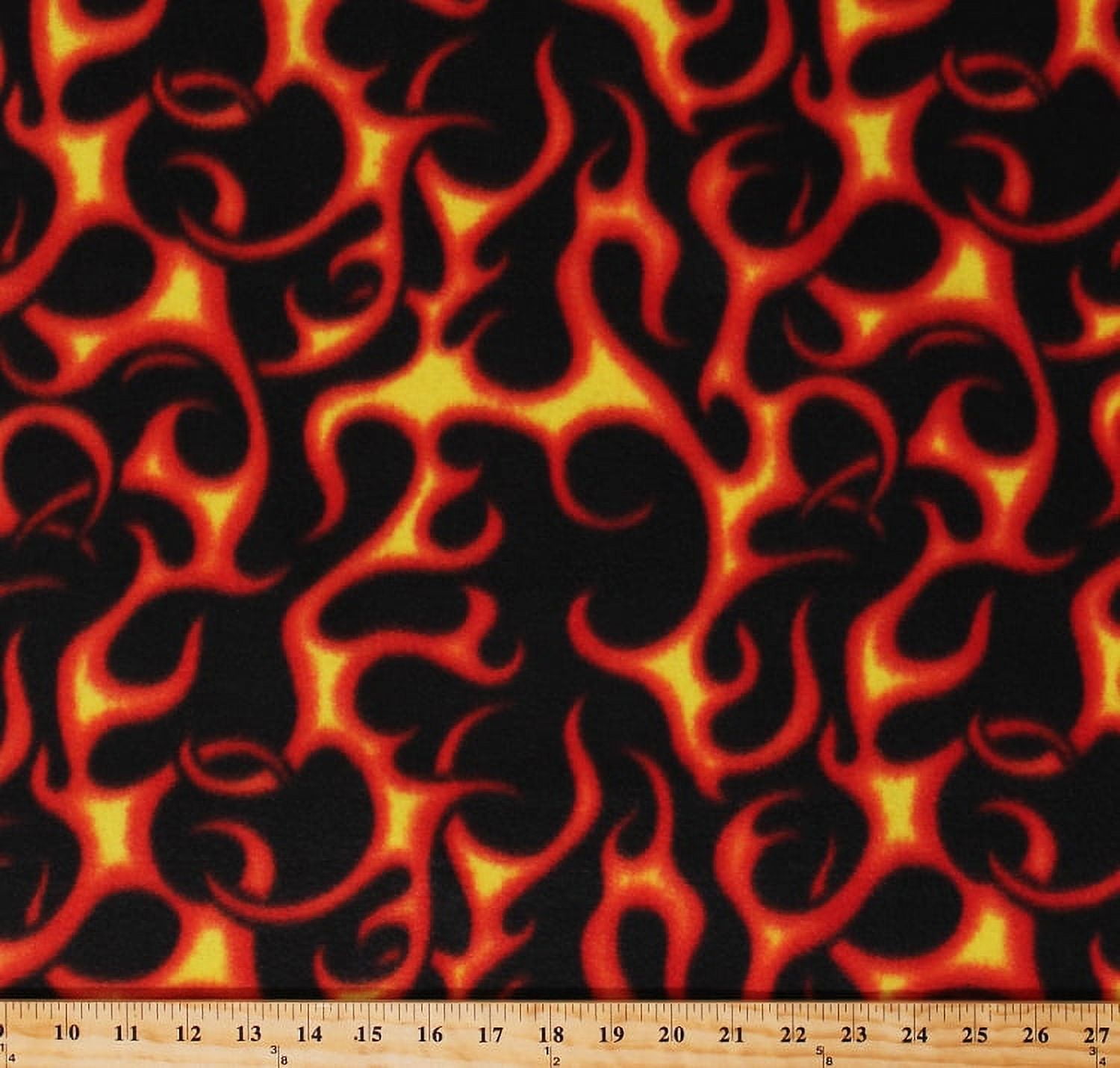 Fleece Fire Flames on Black Firefighters Firefighting Hot Rod Fleece ...