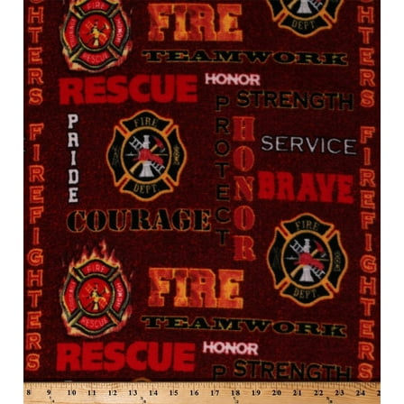 Fleece Firefighters Words Badges Fireman Fire Fighter Red Fleece Fabric Print by the Yard (1196s)