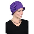 thumbnail image 1 of Fleece Flower Cloche Hat for Women Cancer Headwear Chemo Ladies Head Coverings (Purple), 1 of 2