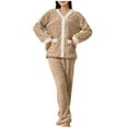thumbnail image 1 of Fleece Fluffy Pajamas Sets for Women Fleece Pullover Soft Plush Sleepwear Winter Warm Loungewear 2 Piece Pjs Set, 1 of 5