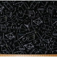 thumbnail image 1 of Fleece Geometry Geometric Shapes Chalkboard Drawings 3D Diagrams Equations Formulas Numbers Algebra Mathematics Science School Education Teachers Black Fleece Fabric Print by the Yard, 1 of 1
