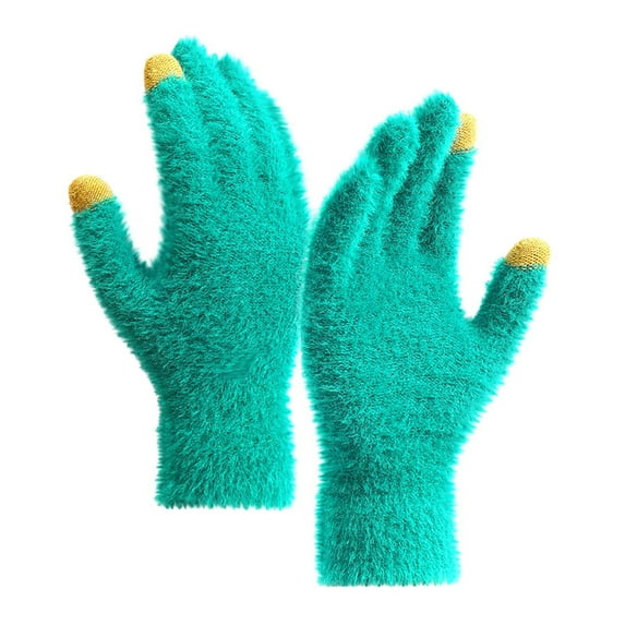 Fleece Gloves for Men Women Thermal Warm Chunky Knitted Touchscreen Unisex Couples Casual Solid Color Stretchy Slim Going-Out Winter Glove