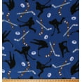 thumbnail image 1 of Fleece Hockey Players Hockey Sticks and Pucks on Blue Winter Sports Fleece Fabric Print by the Yard (7785M-10C), 1 of 1