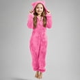 thumbnail image 1 of Fleece Hooded Onesie Pajamas Fall Winter Outfits Loose Fit Full Length Onesie Zip Up Hooded Onesie Boys Onesie Pajamas Girls Fuzzy Winter Onesie Romper Costume Girls Fleece Hooded Jumpsuit Hot Pink, 1 of 3