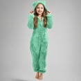 thumbnail image 1 of Fleece Hooded Onesie Pajamas Fleece Onesie Cute Ear Hood Fuzzy Winter Onesie Romper Costume Loose Fit Long Sleeve Girls Fleece Hooded Jumpsuit One Piece Sleepwear Loose Relaxed Fit Green, 1 of 6