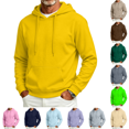thumbnail image 1 of Fleece Hooded Sweatshirt for Men Fashion Casual Comfy Long Sleeves Sweatshirt Fall Winter Thermal Drawstring Pure Color Sweatshirt Yellow 3XL, 1 of 6