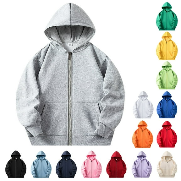 Fleece Hooded Sweatshirt for Unisex Kids Solid Casual Long Sleeve Hoodies Jackets Soft Coat With Pockets Athletic Tops Brick Red, 3-4Y