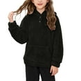thumbnail image 1 of Fleece Hoodie Girls Long Sleeve Black Hoodie For Girls Casual Loose Pullover 11-12 Years Old Girl Clothes, 1 of 4