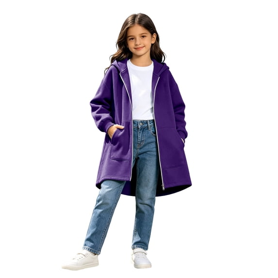 Hoodie Girls Long Sleeve Oversized Solid Color Loose Fit Sweatshirts Fall Winter Toddler Girl Clothes