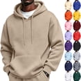 thumbnail image 1 of Fleece Hoodie Men Basic Plain Pullover Cotton Blend Oversized Purple L, 1 of 7