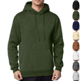 thumbnail image 1 of Fleece Hoodie Mens Plain Long Sleeve Hooded Sweatshirt Casual Basic Essential Drawstring Pullover Hoodie With Pocket Army Green M, 1 of 6