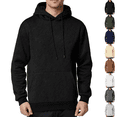 thumbnail image 1 of Fleece Hoodie Mens Plain Long Sleeve Hooded Sweatshirt Casual Basic Essential Drawstring Pullover Hoodie With Pocket Black M, 1 of 6