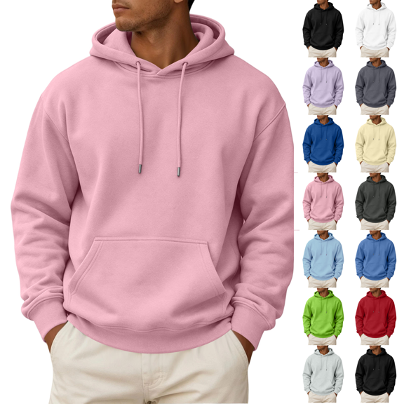 Fleece Hoodie Mens Ultra Soft and Comfortable Hoodie Heavy Weight Pullover Hoodies with Pocket Pink 3XL
