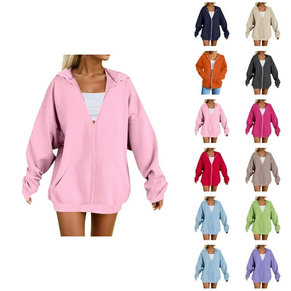 Hoodie Womens Zip Up Hoodies Long Sleeve Casual Sweatshirt for Women Women's Hoodie Soft Comfortable Pullover Sweatshirt Casual Loose Fit Long Sleeve Warm Winter Fall Outerwear