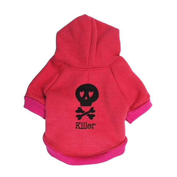 Hoodie with Multi-Color Skull Design for Pets - Dog and Cat Clothing with Hoodie T-Shirt Style for Comfort and Style - Hot Pink