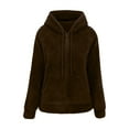 thumbnail image 1 of Fleece Hoodies Jacket Women Full Zip Hooded Jacket Oversized Winter Warm Sweatshirt Lightweight Short Cute Thin Coat Coffee S, 1 of 3