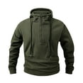 thumbnail image 1 of Fleece Hoodies for Men 1/4 Zip Stand Up Collar Tactical Hooded Sweatshirt Fall Winter Warm Jackets and Loose Solid Color with Velvet Knit Sweater Outdoor Outwear L, 1 of 7