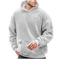 thumbnail image 1 of Fleece Hoodies for Men Fuzzy Sherpa Pullover Hoodie Sweatshirts Long Sleeve Sport Front Pocket Military Fall Outwear Winter Hooded Jakcet Winter Warm Sweatshirt, 1 of 6