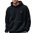thumbnail image 1 of Fleece Hoodies Men Microfleece Hooded Sweatshirts Fall Winter Solid Color Hoodies Long Sleeve Tops Casual Pullover with Pockets Sweaters Plain Hoody Outwears for Sports Running, 1 of 5