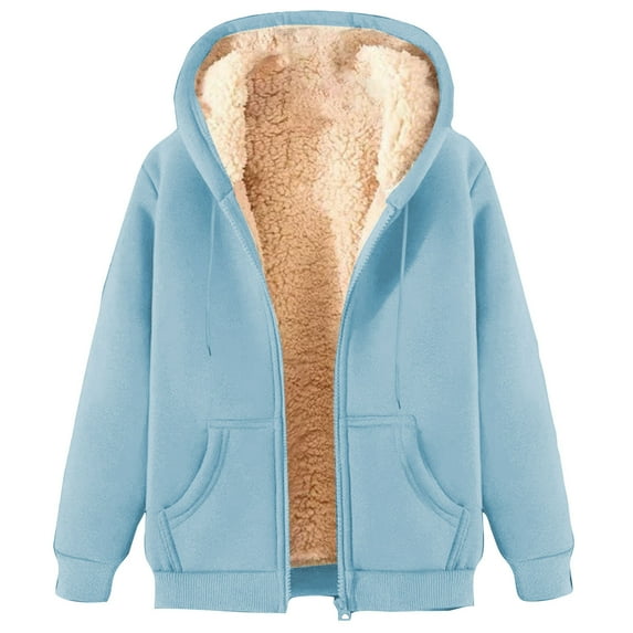 Fleece Hoodies Men Sherpa Lined Full Zip Jacket Classic Plain Plush Hooded Sweatshirts Winter Warm Sweatshirts Solid Color Fluffy Pullover Comfy Sweater Hoody Long Sleeve Tops Outerwear